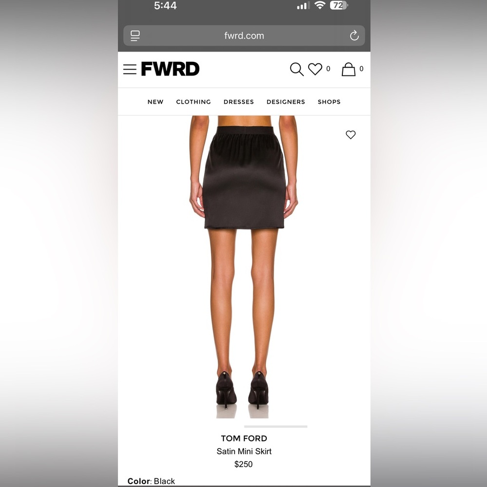 Tom Ford Black Satin Mini Skirt (needs to be ironed) no stains - Picture 2 of 5